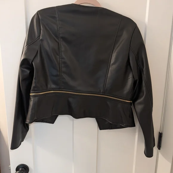Zara Black Leather Jacket with Gold Accents - Picture 4 of 4